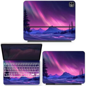 Aurora over Snowy Mountains