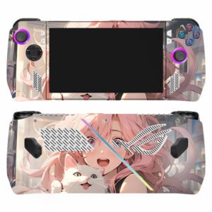 Pink-haired Girl with White Cat