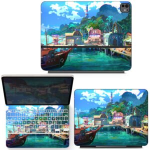 Tropical Coastal Town Illustration