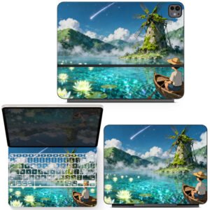 Windmill and Lake Scene