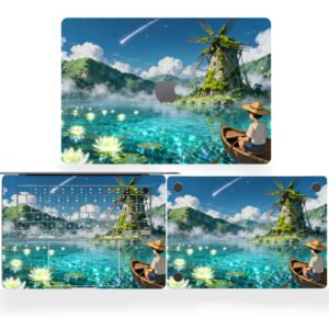 Windmill and Lake Scene